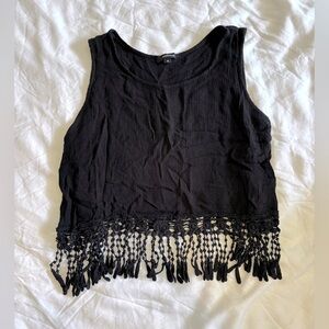 Boho Festival Black Crop Top